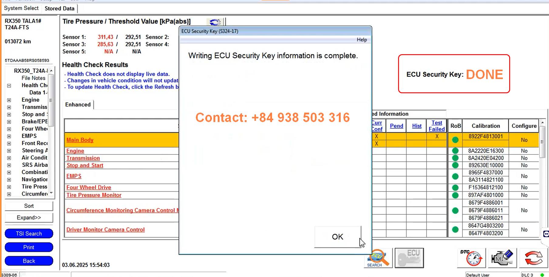 Toyota ECU security key service